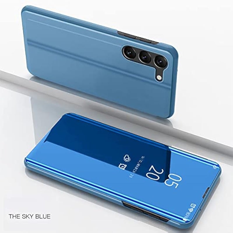 CCSamll Mirror Case for Samsung Galaxy S23+ Plus (NOT S23) Support Wireless Charging, Smart Clear View Cover Ultra Thin with Kickstand Flip Phone Case for Samsung Galaxy S23 Plus 5G QH Blue - Image 2